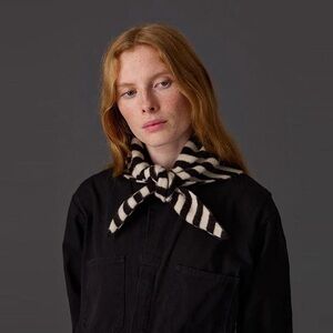 Wool blended Striped Black and White Scarf